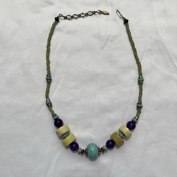 Carol Kent Semi-precious and glass beaded necklace - Picture 2 of 8